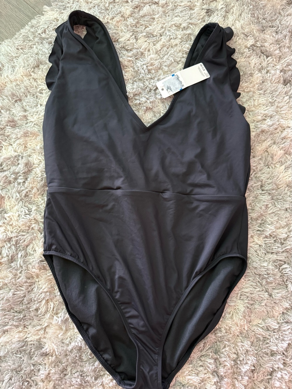 Catalina Black womens One-Piece Swimsuit with Scalloped Shoulder Detail NWT